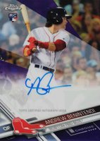 2017 Topps Chrome Rookie Autographs #RA-ABE Andrew Benintendi Purple Refractor Baseball Card