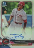 2018 Bowman Draft #BDC112 Jonathan India Chrome-Running-Refractor-Autograph Baseball Card