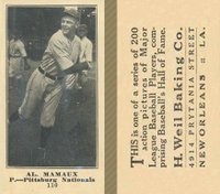 1916 Weil Baking Co. #110 Al Mamaux Baseball Card