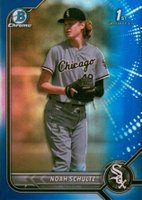 2022 Bowman Draft #BDC56 Noah Schultz Chrome-Blue Refractor Baseball Card