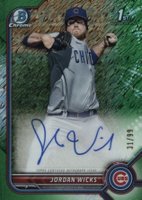 2022 Bowman Chrome Prospect Autographs #CPAJW Jordan Wicks Green Shimmer Refractor Baseball Card