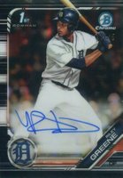 2019 Bowman Draft Chrome Draft Picks Autograph #CDARG Riley Greene Black Refractor Baseball Card