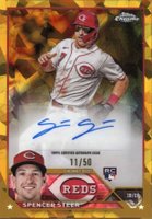 2023 Topps Chrome Update Sapphire Edition Autograph #SS Spencer Steer Gold Baseball Card