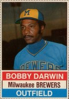 1976 Hostess #31 Bobby Darwin Hand Cut Baseball Card