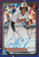 2024 Bowman Draft Chrome Prospect Autographs #CPAGO Griff O'Ferrall Purple Refractor Baseball Card