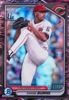 2024 Bowman Draft #BDC55 Chase Burns Chrome-Fuchsia Lunar Refractor Baseball Card