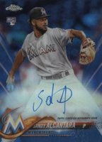 2018 Topps Chrome Rookie Autograph #RA-SA Sandy Alcantara Blue Refractor Baseball Card