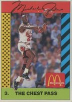 1990 McDonald's Michael Jordan #3 Michael Jordan The Chest Pass-Pink Back Basketball Card