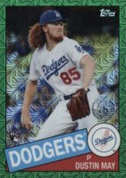 2020 Topps Silver Pack 1985 Chrome Promo #19 Dustin May Green Refractor Baseball Card