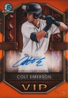 2025 Bowman Very Important Prospects Autographs #VIPCE Colt Emerson Orange Refractor Baseball Card