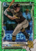 2021 Bowman Draft #BDC119 Jackson Merrill Chrome-Green Sparkle Refractor Baseball Card