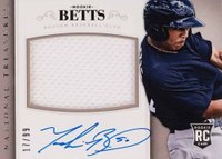 2014 Panini National Treasures #210 Mookie Betts Material Signature Baseball Card