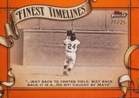 2024 Topps Finest Finest Timelines #FT9 Willie Mays Orange Refractor Baseball Card
