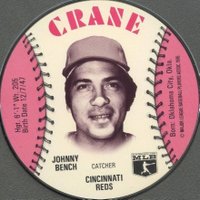 1976 Crane Potato Chips Discs # Johnny Bench Baseball Card