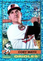 2025 Topps Heritage #340 Coby Mayo Chrome-Light Blue Sparkle Refractor Baseball Card
