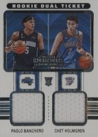 2022 Panini Contenders Rookie Ticket Dual Swatches #RT2CHB Chet Holmgren/Paolo Banchero Basketball Card
