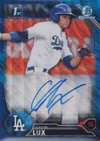 2016 Bowman Draft Chrome Draft Picks Autographs #CDAGL Gavin Lux Blue Wave Refractor Baseball Card