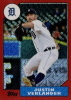 2017 Topps Silver Pack Promo #87-JV Justin Verlander Red Baseball Card