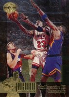 1995 Upper Deck Jordan Collection #JC23 Michael Jordan 3rd Consecutive Championship Basketball Card