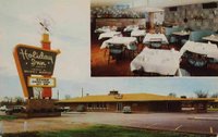 1959 Holiday Inn Postcard # Mickey Mantle Marquee and Dinning Room Baseball Card