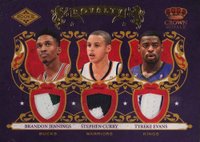 2009 Panini Crown Royale Rookie Royalty #1 Brandon Jennings/Stephen Curry/Tyreke Evans Materials-Prime Basketball Card