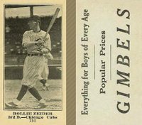 1916 Gimbels #198 Rollie Zeider Baseball Card