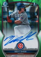 2023 Bowman Draft Chrome Prospect Autograph #CDAMS Matt Shaw Green Lava Baseball Card