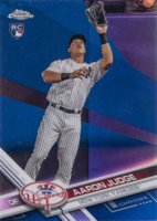 2017 Topps Chrome #169 Aaron Judge Catching-Blue Refractor Baseball Card