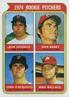 1974 Topps #608e Rookie Pitchers Correct spell Apodaca Baseball Card