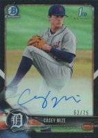 2018 Bowman Draft Chrome Draft Picks Autographs #CDACM Casey Mize Black Refractor Baseball Card