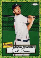 2021 Topps Chrome Platinum Anniversary #241 Dansby Swanson 70th Anniversary Green/Yellow Refractor Baseball Card
