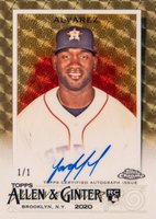 2020 Topps Allen & Ginter Chrome Autographs #ACGYA Yordan Alvarez Superfractor 1/1 Baseball Card
