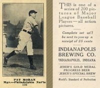 1916 Indianapolis Brewing #125 Pat Moran Baseball Card