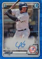 2020 Bowman Chrome Prospect Autographs #CPAAC Antonio Cabello Blue Refractor Baseball Card