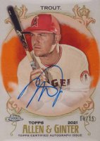 2021 Topps Allen & Ginter Chrome Autographs #MT Mike Trout Orange Refractor Baseball Card