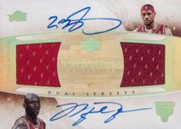 2005 Upper Deck Exquisite Collection Dual Jerseys Autographs #DJAJJ Michael Jordan/LeBron James Basketball Card
