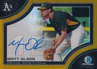 2015 Bowman Chrome Prime Position Autographs #PPAMO Matt Olson Gold Baseball Card