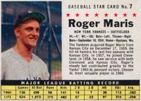 1961 Post Cereal #7 Roger Maris Perforated Baseball Card