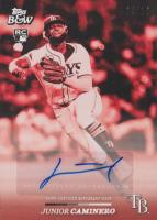 2024 Topps Black and White #55A Junior Caminero Autograph-Red Baseball Card