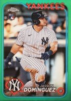 2024 Topps Chrome #89 Jasson Dominguez Green Refractor Baseball Card
