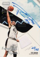 2002 Stadium Club Frequent Flyers Relics Autographs #FFA-TD Tim Duncan Basketball Card