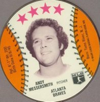 1976 Carousel Discs # Andy Messersmith Atlanta Braves Baseball Card