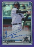 2020 Bowman Chrome Prospect Autographs #CPAJE Jerar Encarnacion Purple Refractor Baseball Card