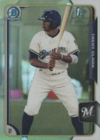 2015 Bowman Draft #34 Trent Clark Chrome-Refractor Baseball Card