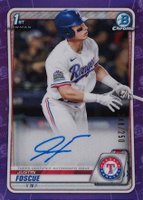 2020 Bowman Draft Chrome Draft Picks Autographs #CDAJF Justin Foscue Purple Refractor Baseball Card