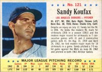 1963 Post Cereal #121 Sandy Koufax Hand Cut Baseball Card