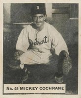 1936 Goudey World Wide Gum  #45 Mickey Cochrane Baseball Card