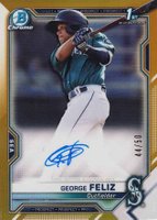 2021 Bowman Chrome Prospect Autographs #CPAGF George Feliz Gold Refractor Baseball Card