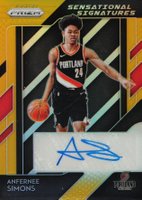 2018 Panini Prizm Sensational Signatures #SSASM Anfernee Simons Gold Prizm Basketball Card