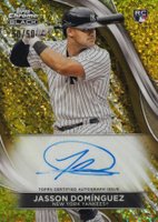 2024 Topps Chrome Black Autographs #JDO Jasson Dominguez Gold Mini Diamond Refractor Baseball Card